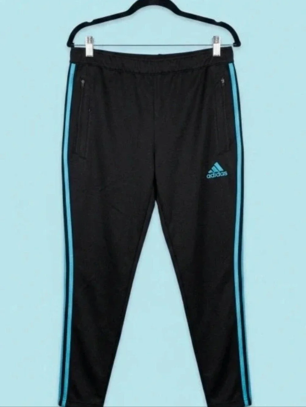 adidas Tiro Climacool Track Pants Black Cyan Blue Zip Ankle Soccer Women's